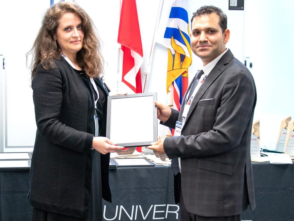 Award ceremony at the AHTBE 2026 healthcare technology and biomedical engineering conference, Vancouver, Canada